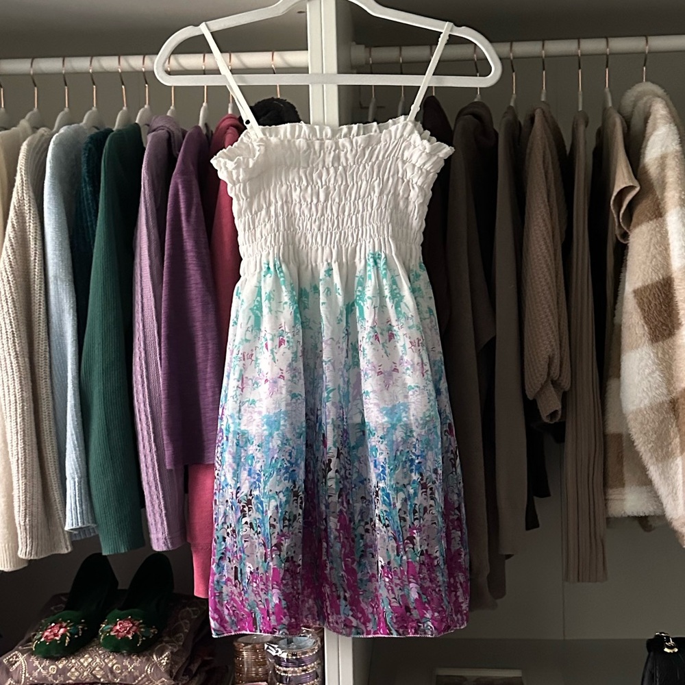 Floral Print Flowy Mini Dress Strapless/Straps